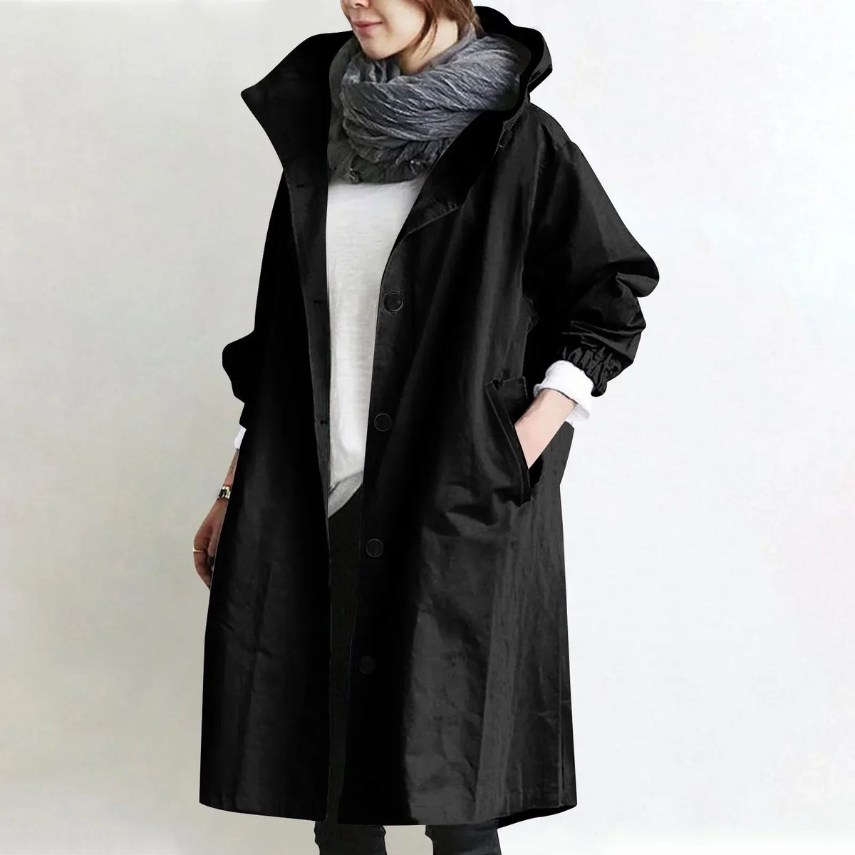 Theodora | Long Trench Coat with Hood