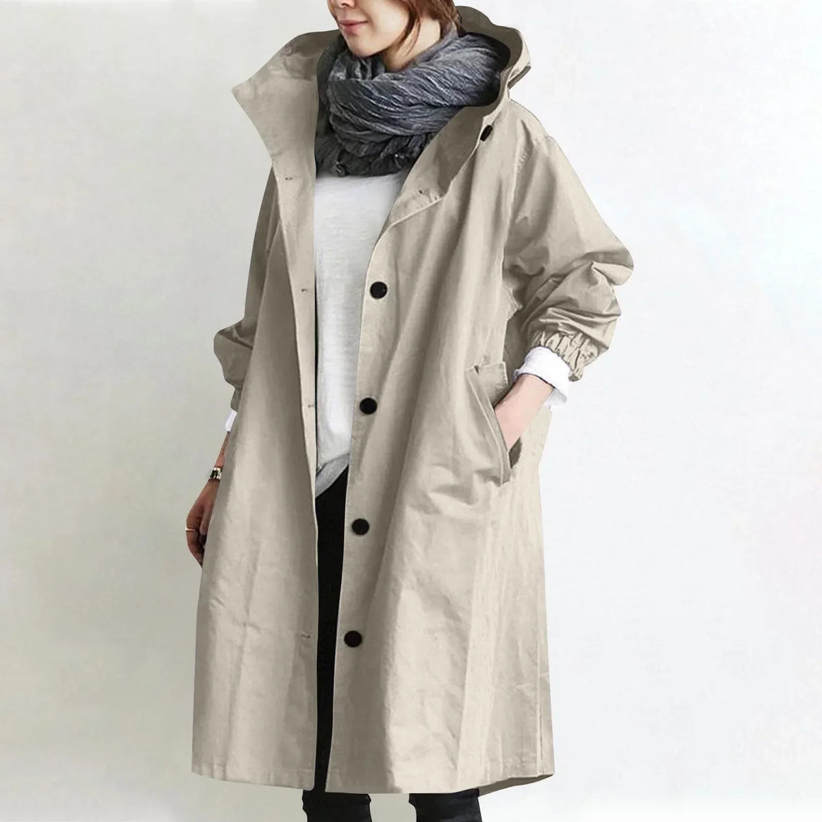 Theodora | Long Trench Coat with Hood