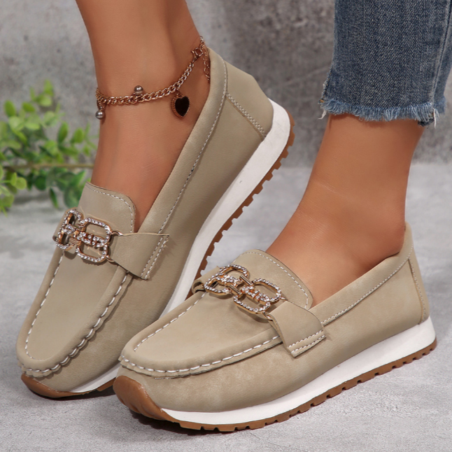 Emma - Chic Diamond Buckle Loafers