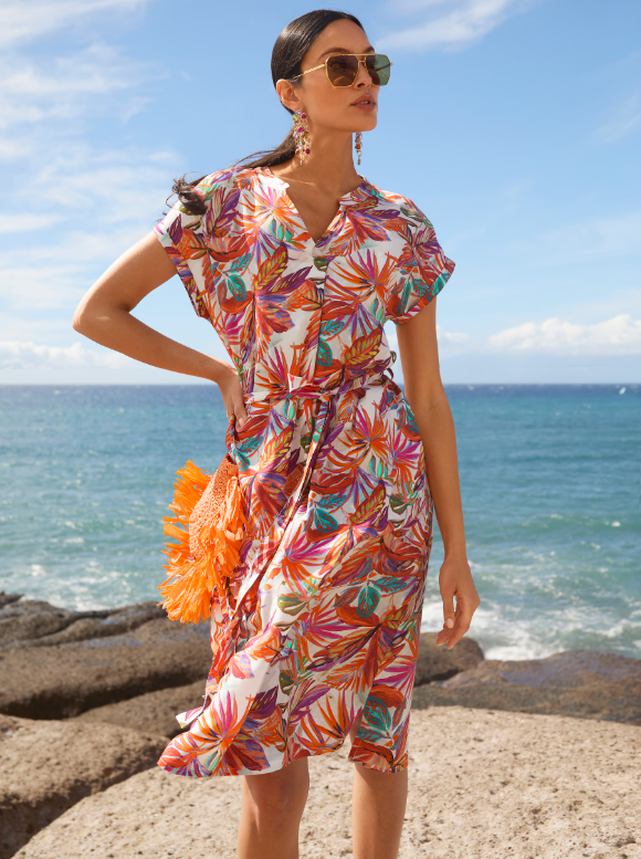 Madeleine | Summer Dress with Palm Print