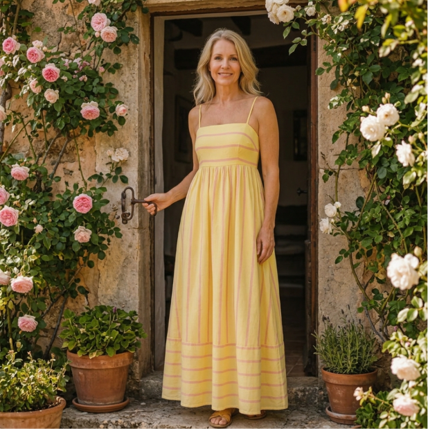 Oceane | Striped Spaghetti Strap Maxi Dress