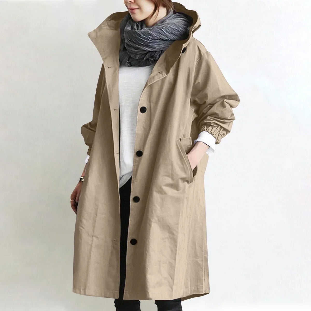 Theodora | Long Trench Coat with Hood