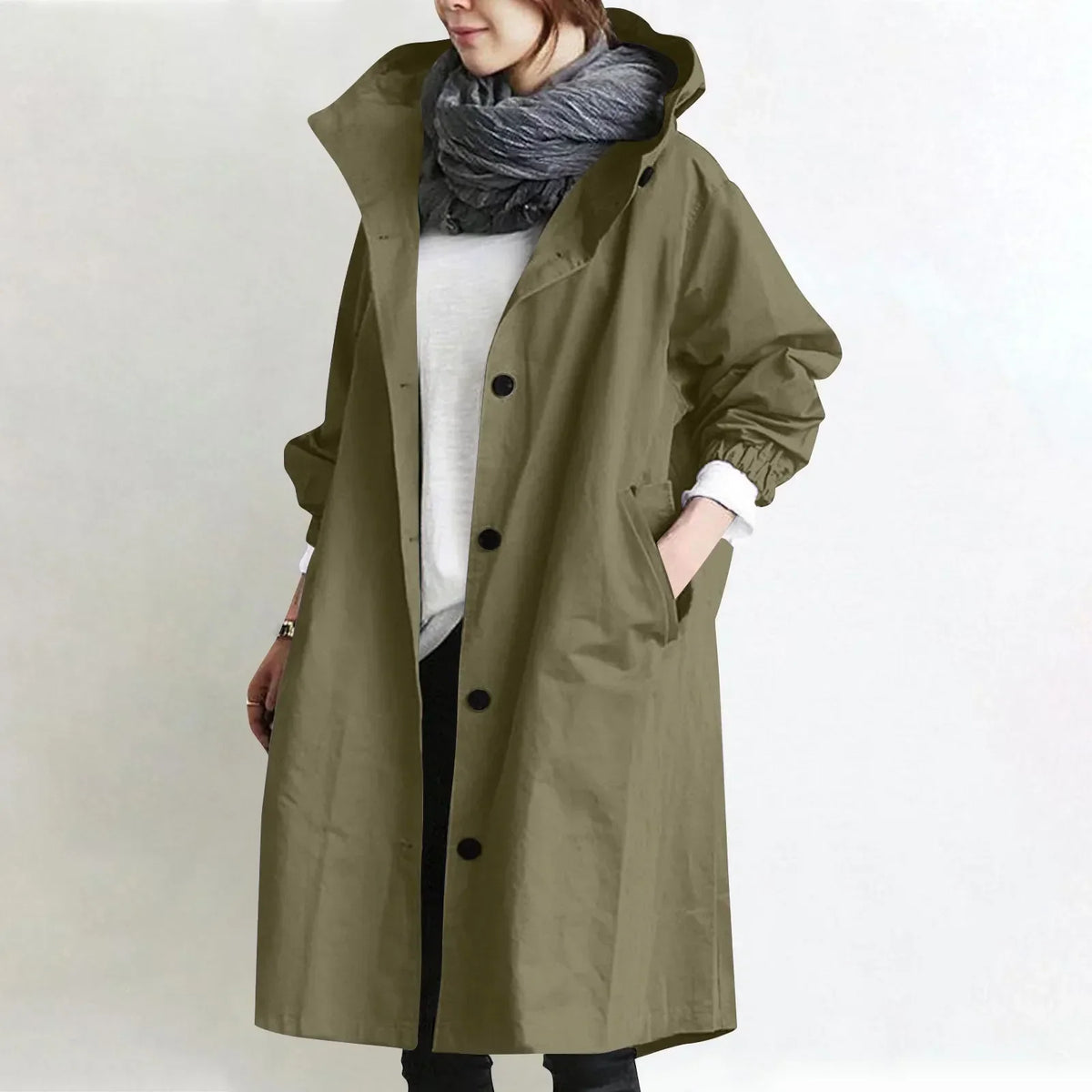 Theodora | Long Trench Coat with Hood