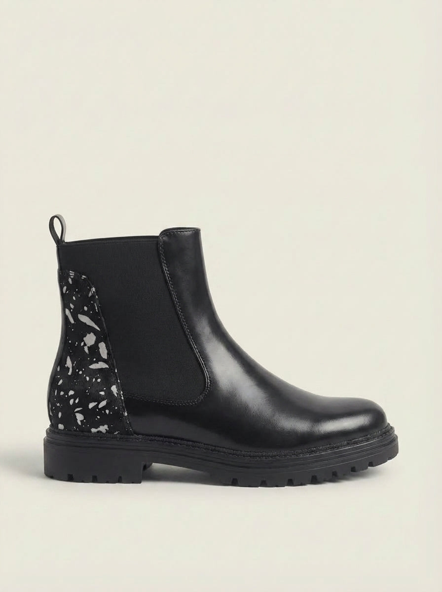 NOELLE | Speckled-Heel Black Chelsea Boots – Wells & Rose