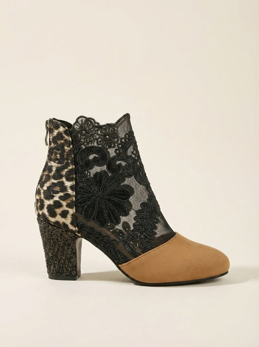 LUCINDA | Lace Ankle Boots with Block Heel – Wells & Rose