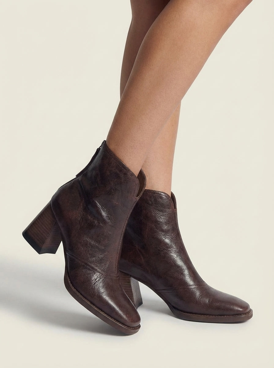CLAUDIA | Square-Toe Block-Heel Ankle Boots – Wells & Rose