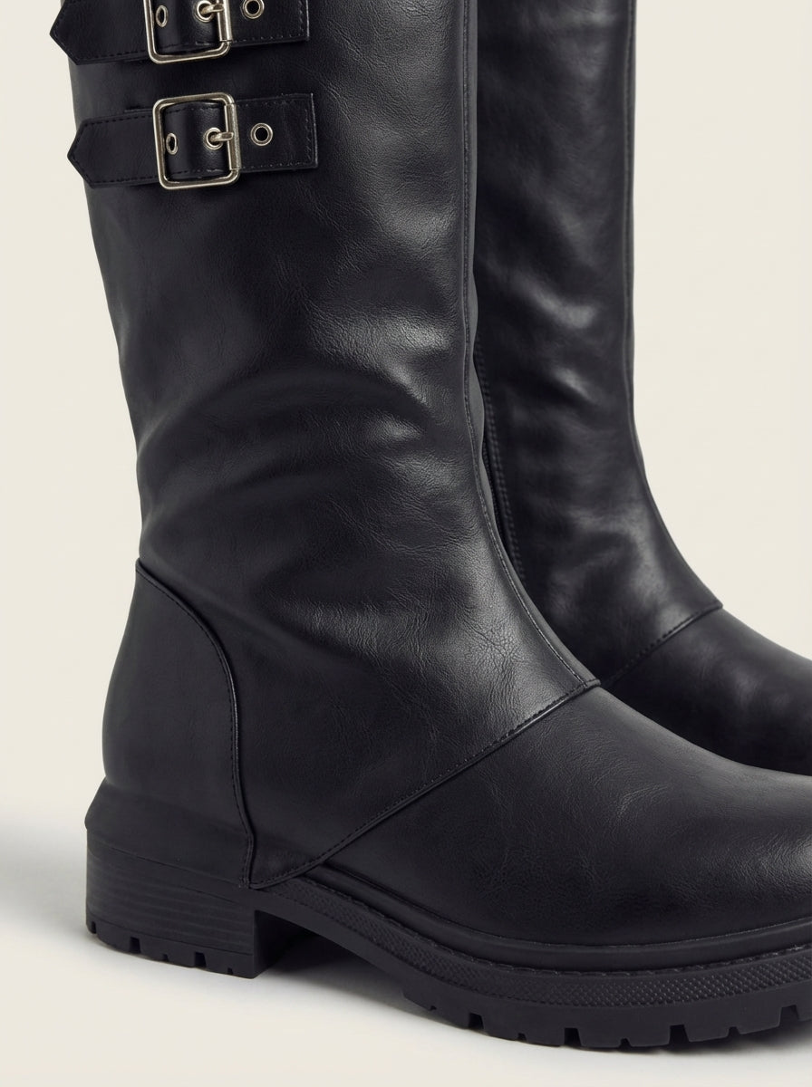 OLAYA | Mid-Calf Boots with Buckles – Wells & Rose