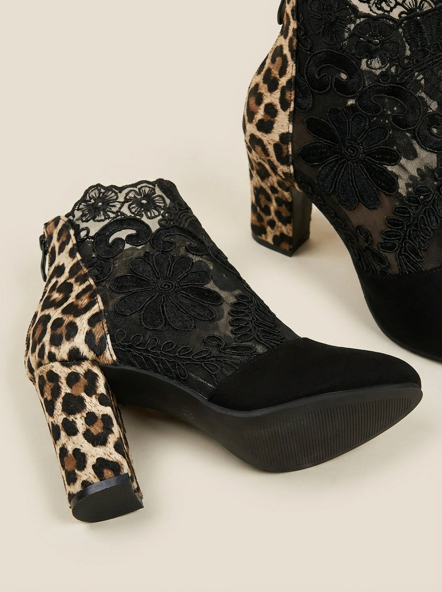 LUCINDA | Lace Ankle Boots with Block Heel – Wells & Rose