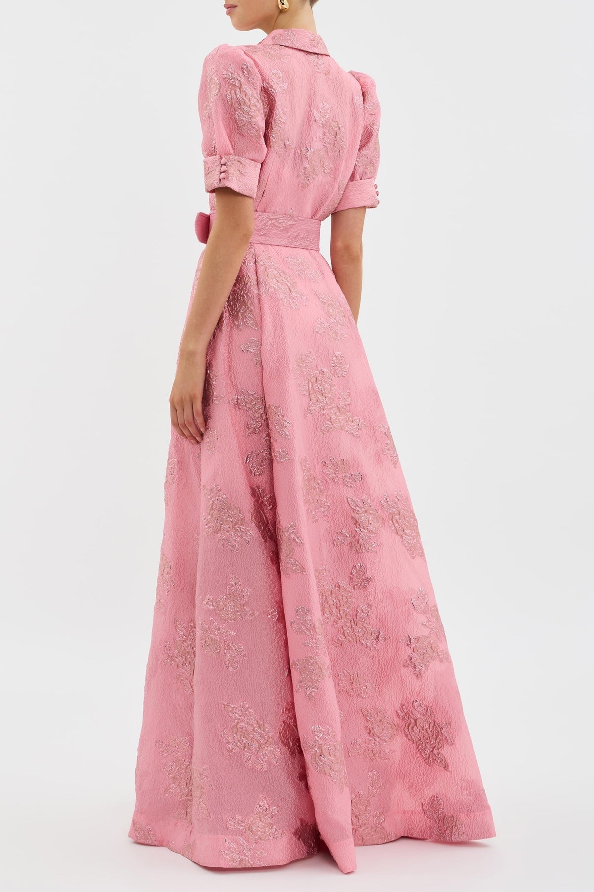Elegant Floral Puff Sleeve Midi Dress