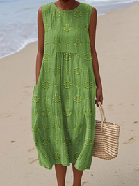 Maya | Sleeveless Embroidered Maxi Dress