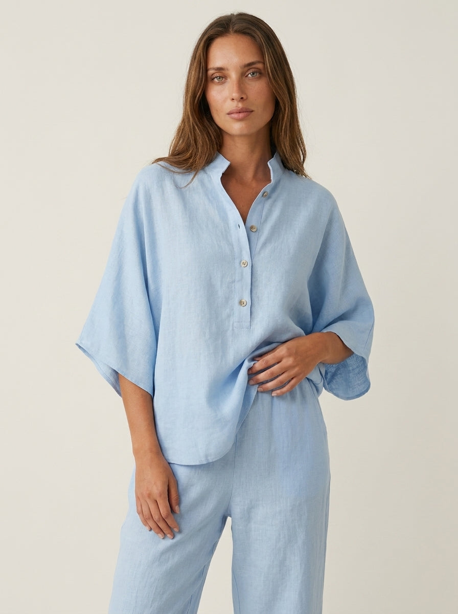 Maribel - Linen Set with Batwing Sleeves and Wide Pants
