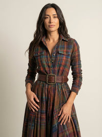 Beatriz - Long Checkered Dress with Belt