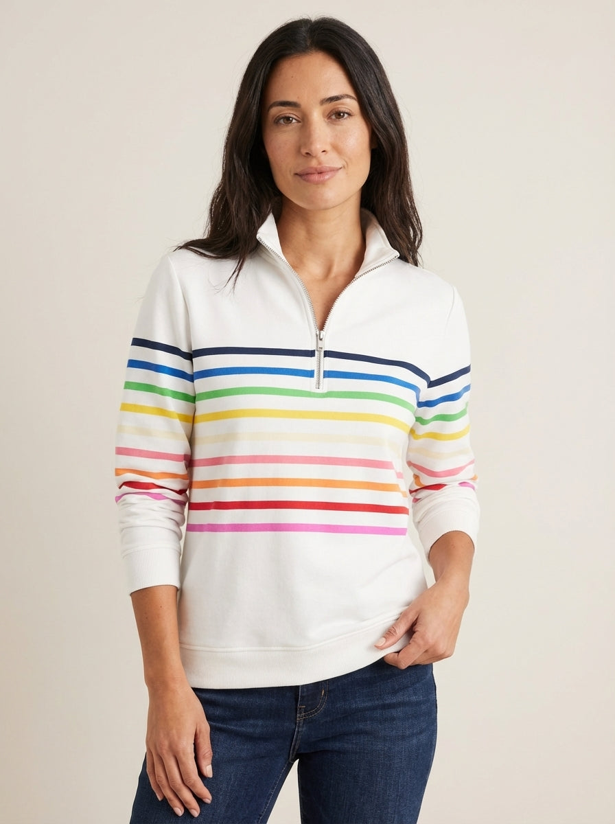 Marie - Colorful Striped Half-Zip Sweater