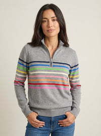 Marie - Colorful Striped Half-Zip Sweater
