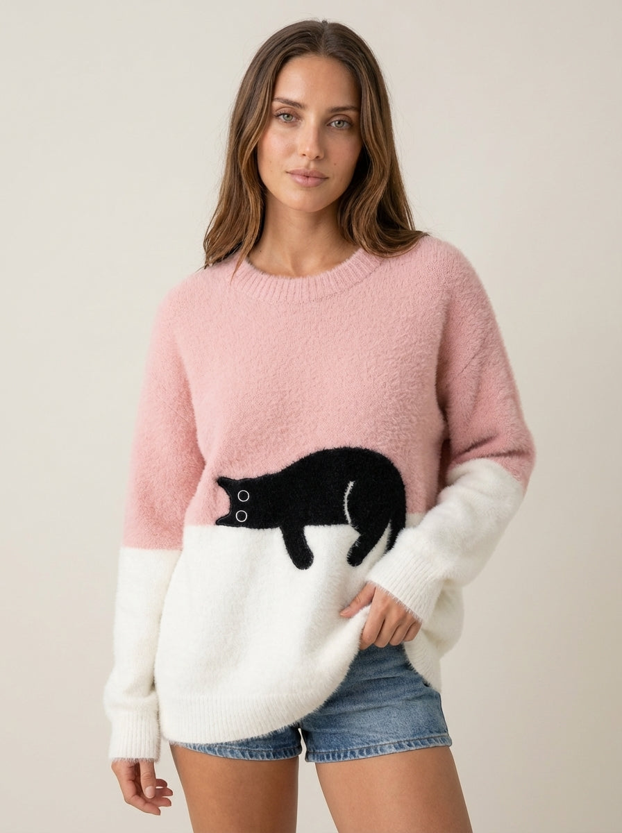 Luna - Women's Sweatshirt with Cat Graphic
