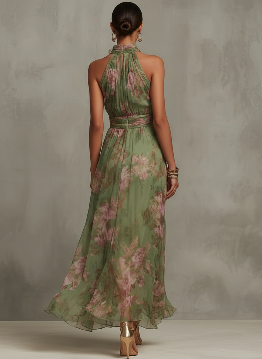 Livia | Elegant Floral Maxi Halter Dress