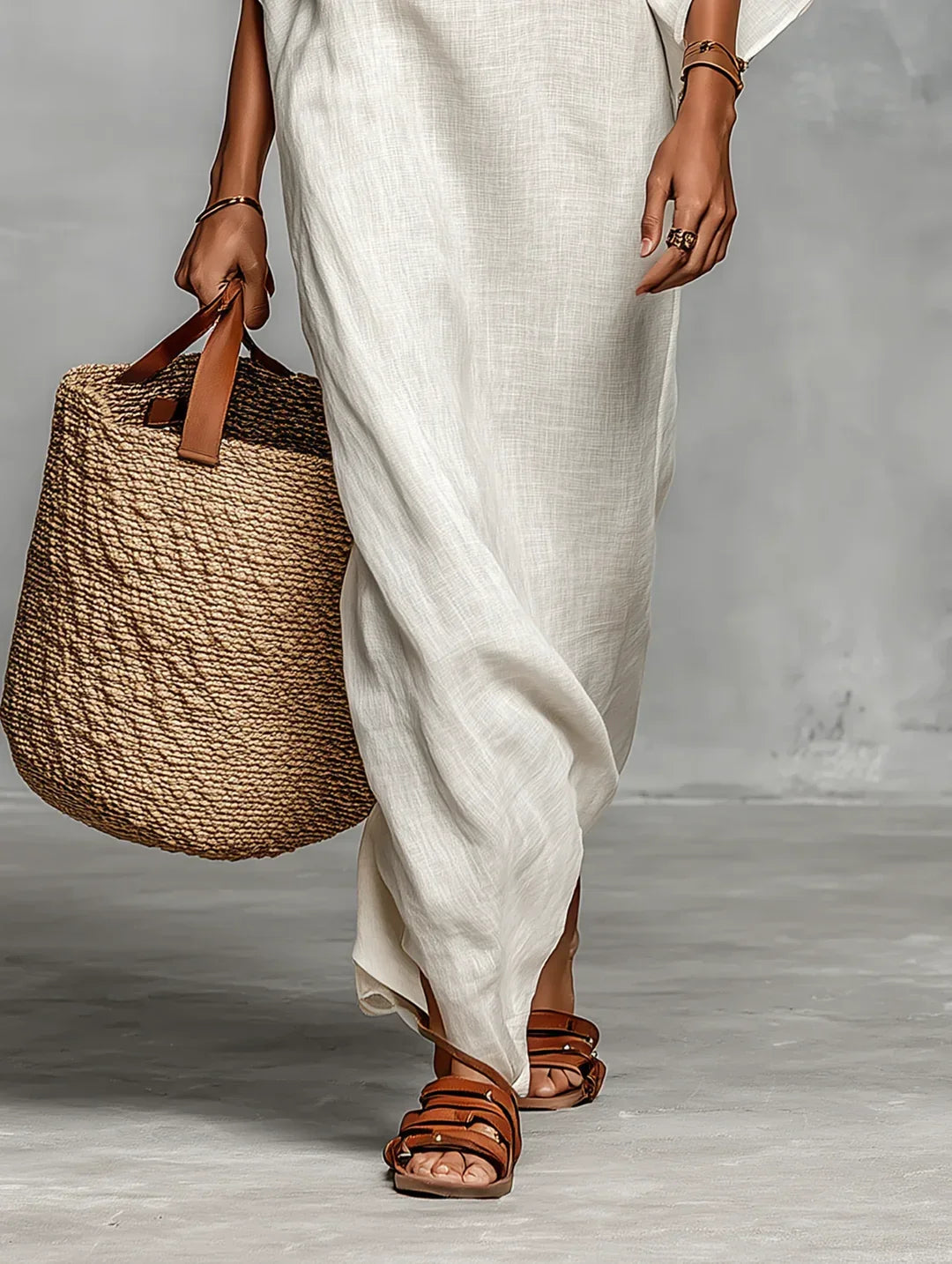 Naiara Maxi Dress with Off-the-Shoulder and Batwing Sleeves