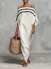 Naiara Maxi Dress with Off-the-Shoulder and Batwing Sleeves
