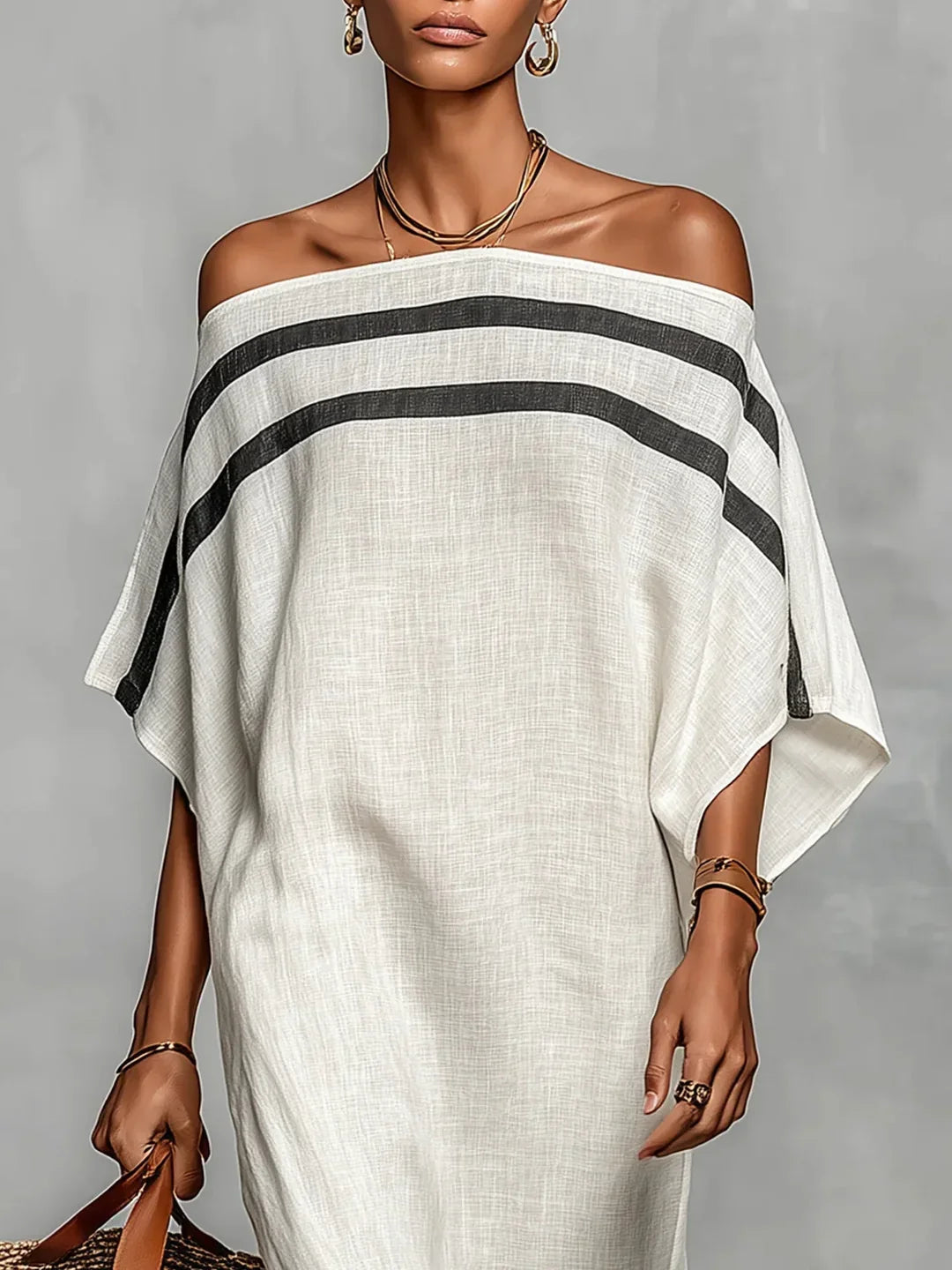 Naiara Maxi Dress with Off-the-Shoulder and Batwing Sleeves