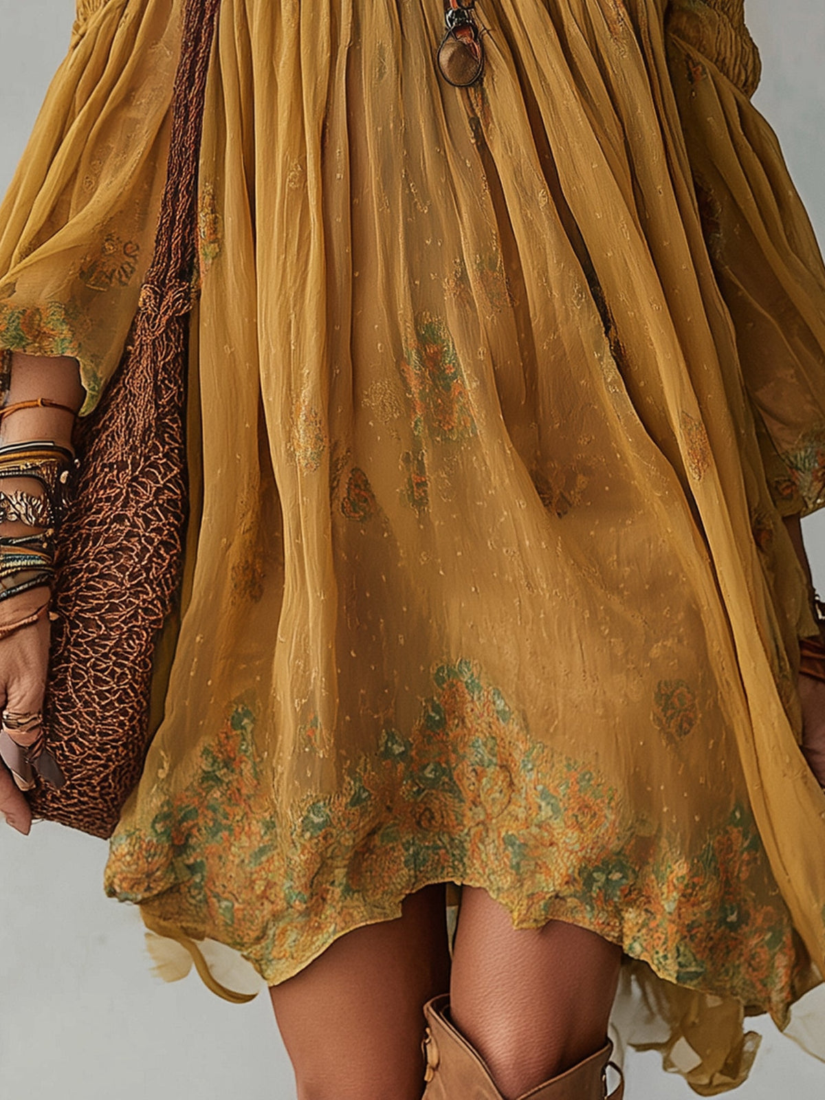 Daffodil | Mini Yellow Floral Dress, Off-Shoulder