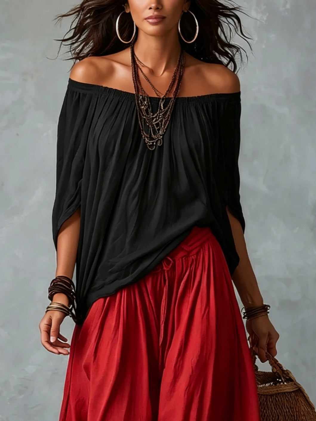 LEONORA | Off-Shoulder Lantern Pants Set – Wells & Rose