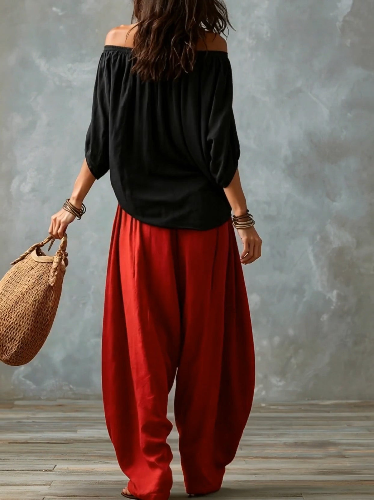 LEONORA | Off-Shoulder Lantern Pants Set – Wells & Rose