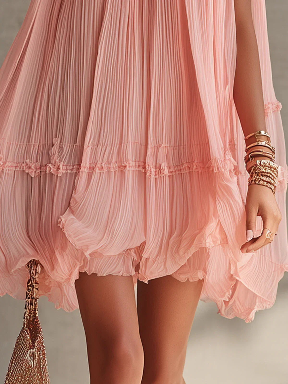 Avery | Pleated Chiffon Mini Dress