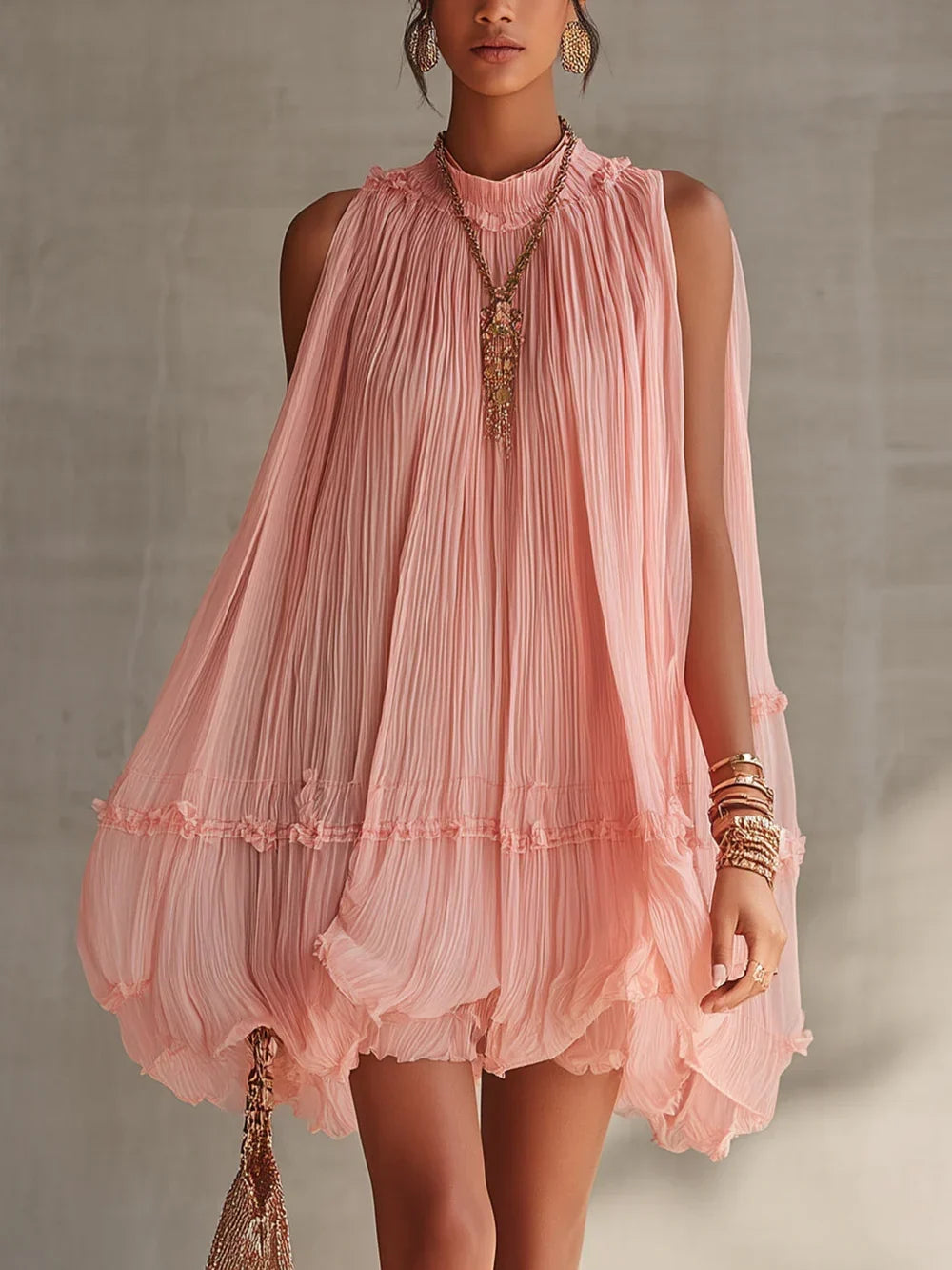 Avery | Pleated Chiffon Mini Dress