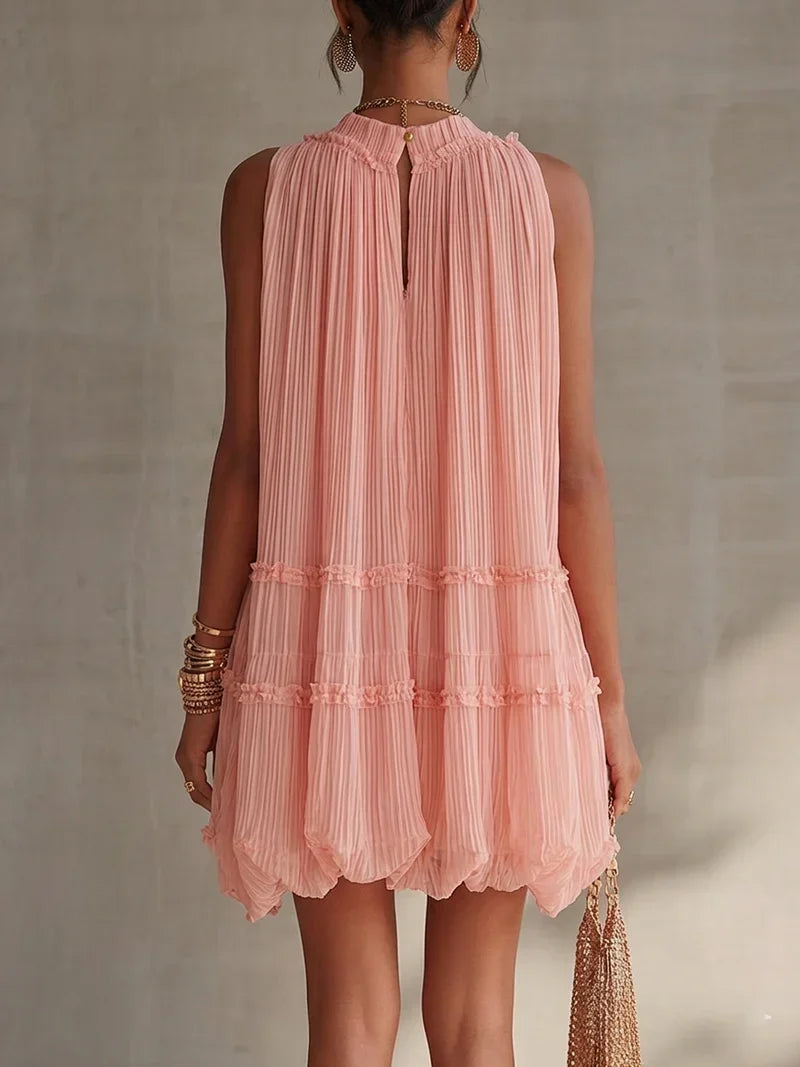 Avery | Pleated Chiffon Mini Dress