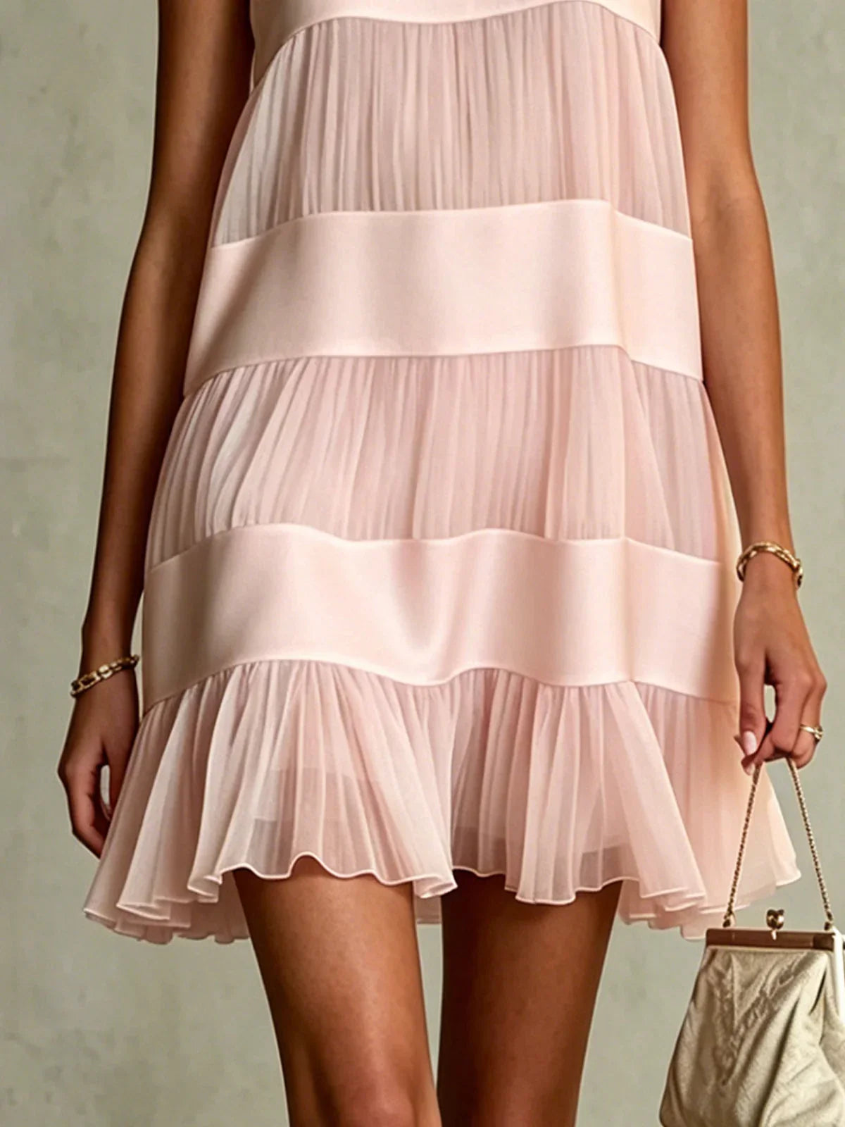 Maya | Layered Pleated Chiffon Mini Dress