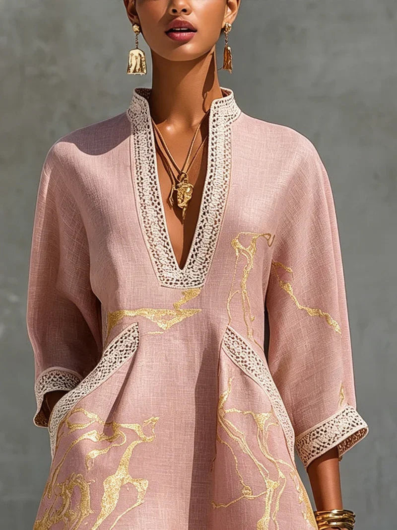 Maya | Mini Dress with Crochet Lace V-Neck