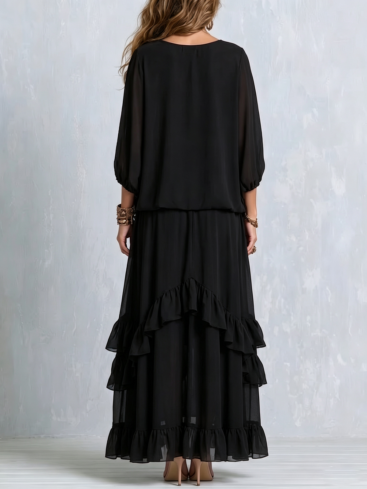 TABITHA | Black Tassel-Tie Ruffled Skirt Set – Wells & Rose