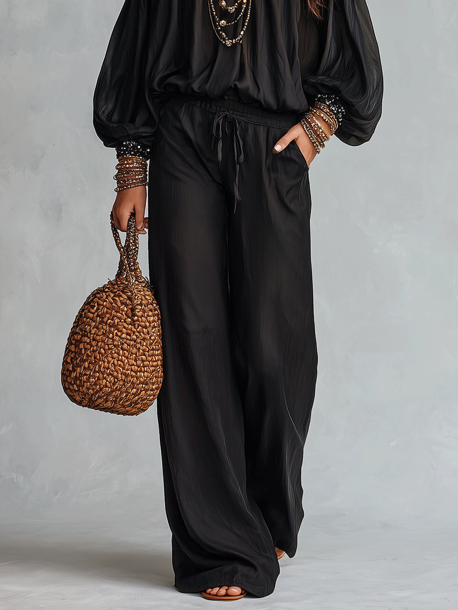 HENRIETTA | Sequin Off-Shoulder Pants Set – Wells & Rose