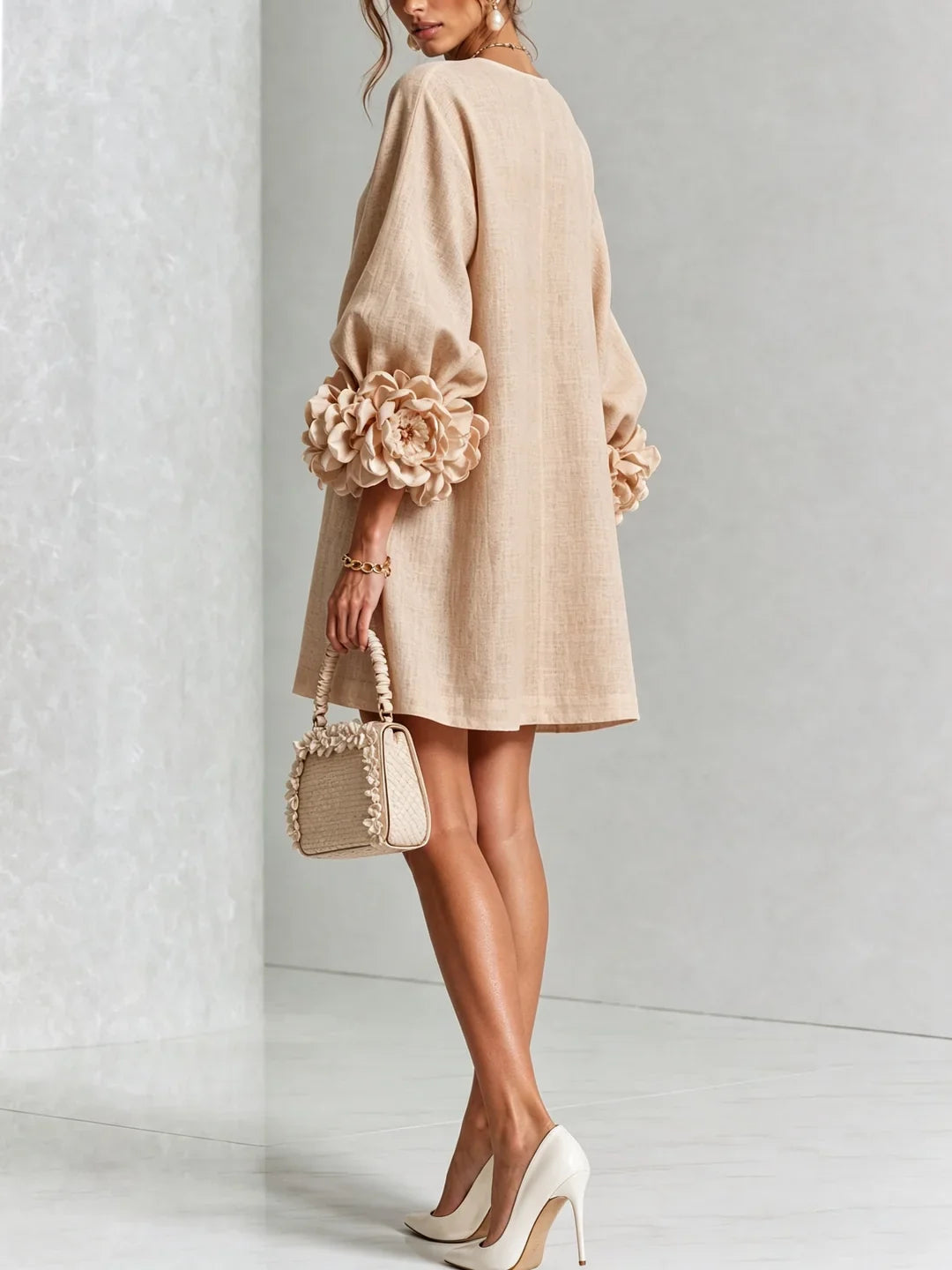 Harper | Mini Dress with Voluminous Floral Sleeves