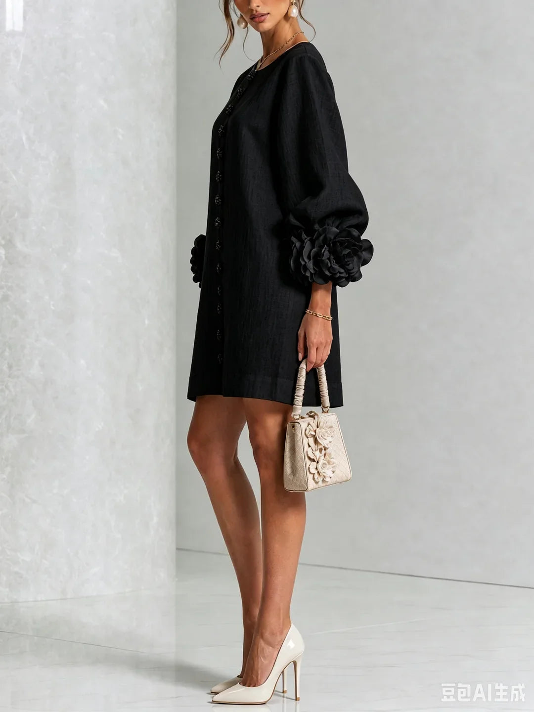 Harper | Mini Dress with Voluminous Floral Sleeves