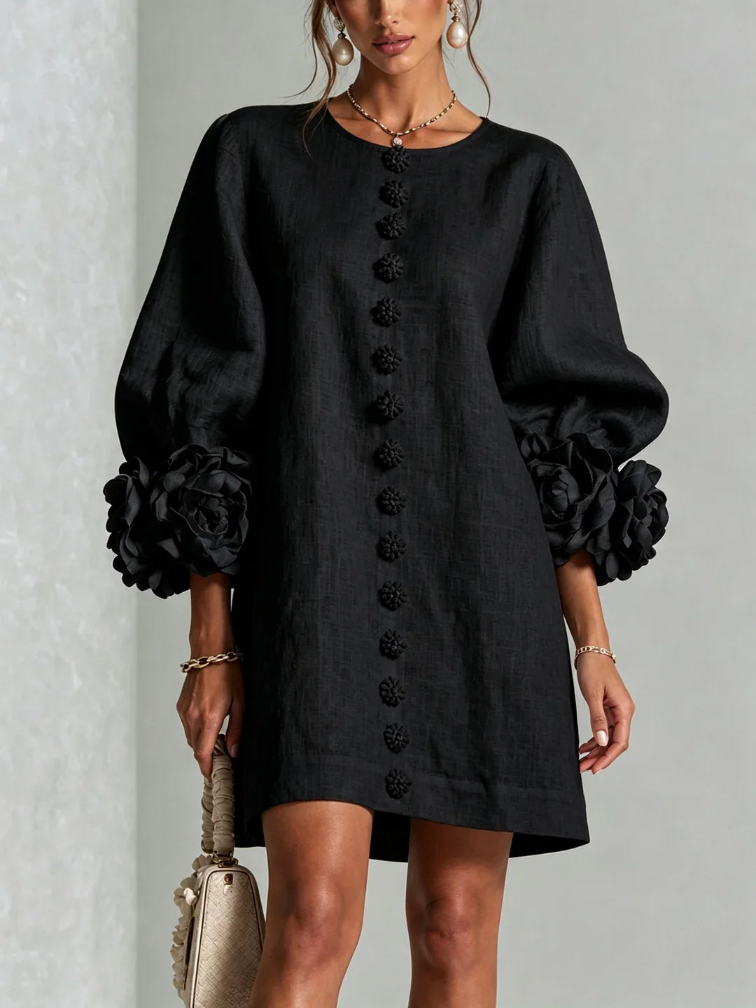 Harper | Mini Dress with Voluminous Floral Sleeves