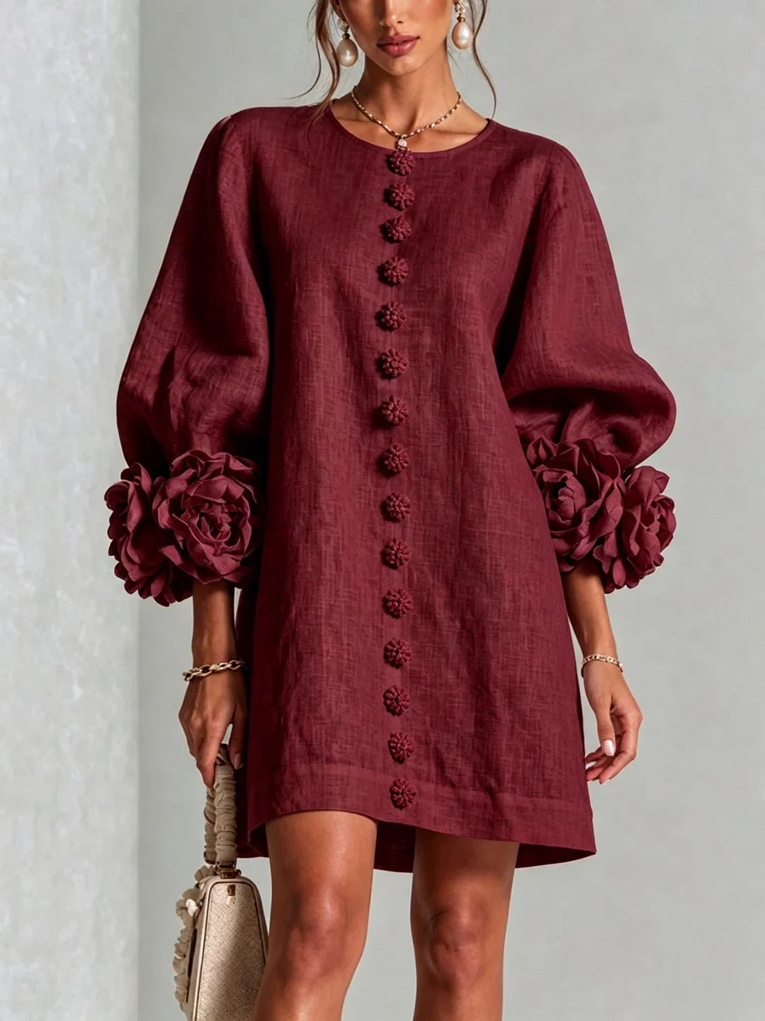 Harper | Mini Dress with Voluminous Floral Sleeves