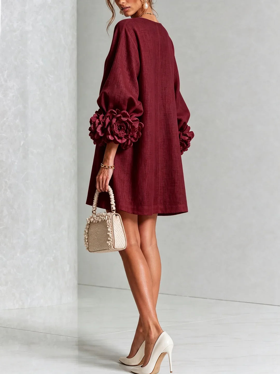 Harper | Mini Dress with Voluminous Floral Sleeves