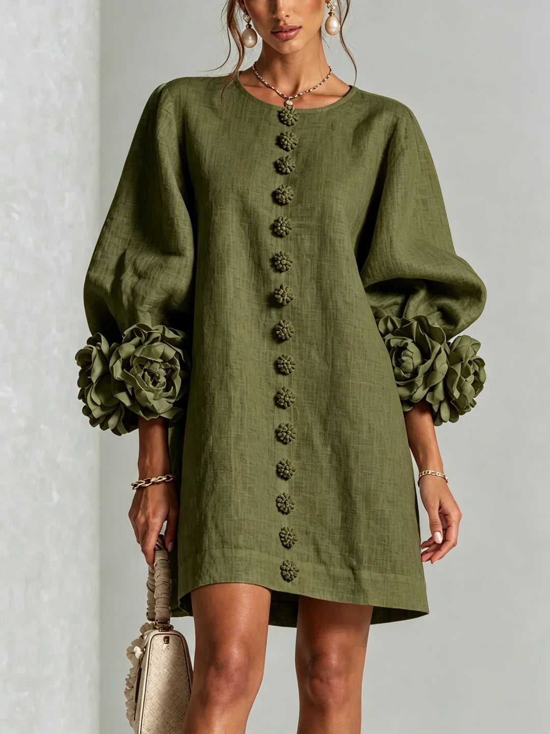 Harper | Mini Dress with Voluminous Floral Sleeves