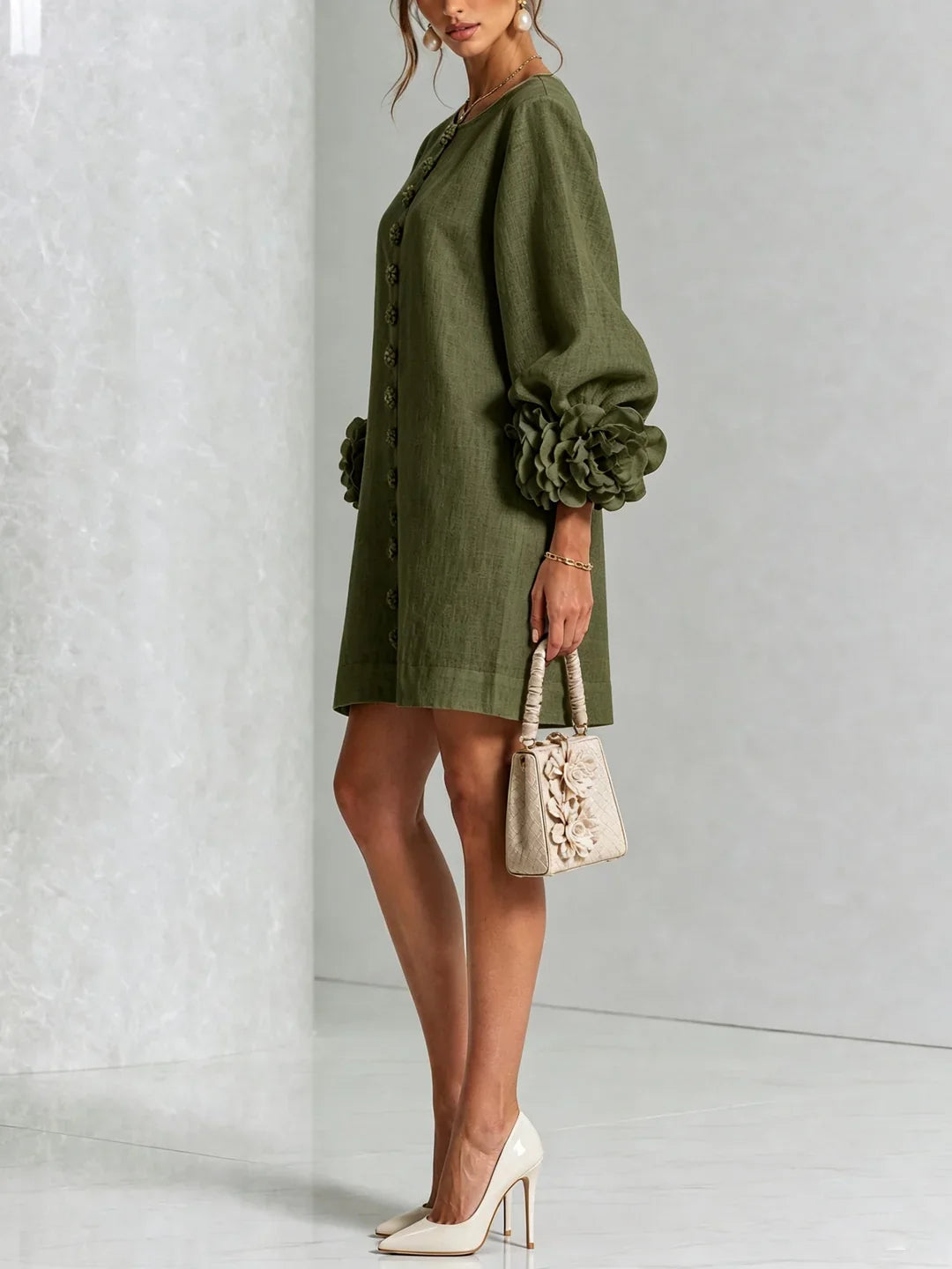 Harper | Mini Dress with Voluminous Floral Sleeves