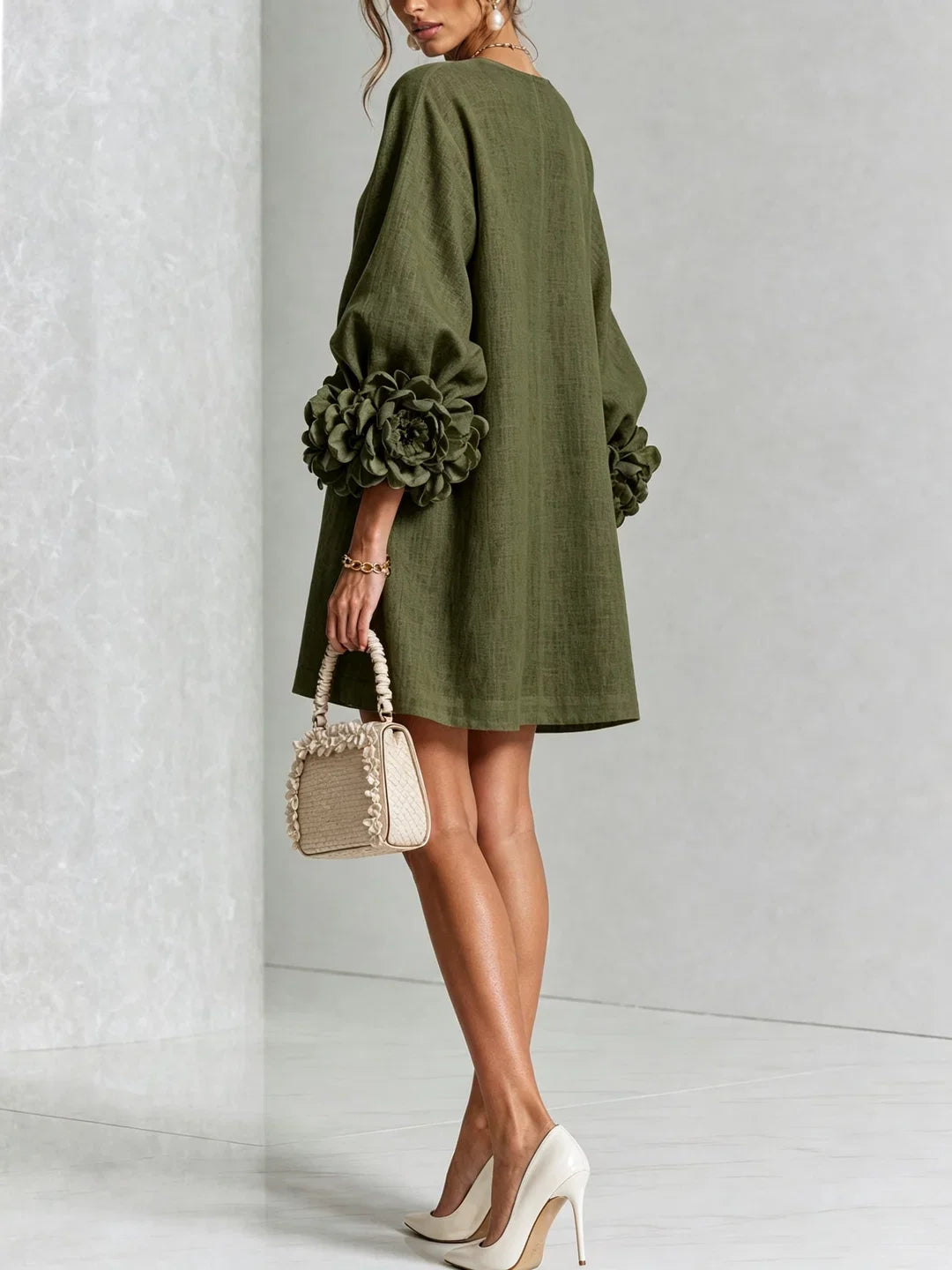 Harper | Mini Dress with Voluminous Floral Sleeves