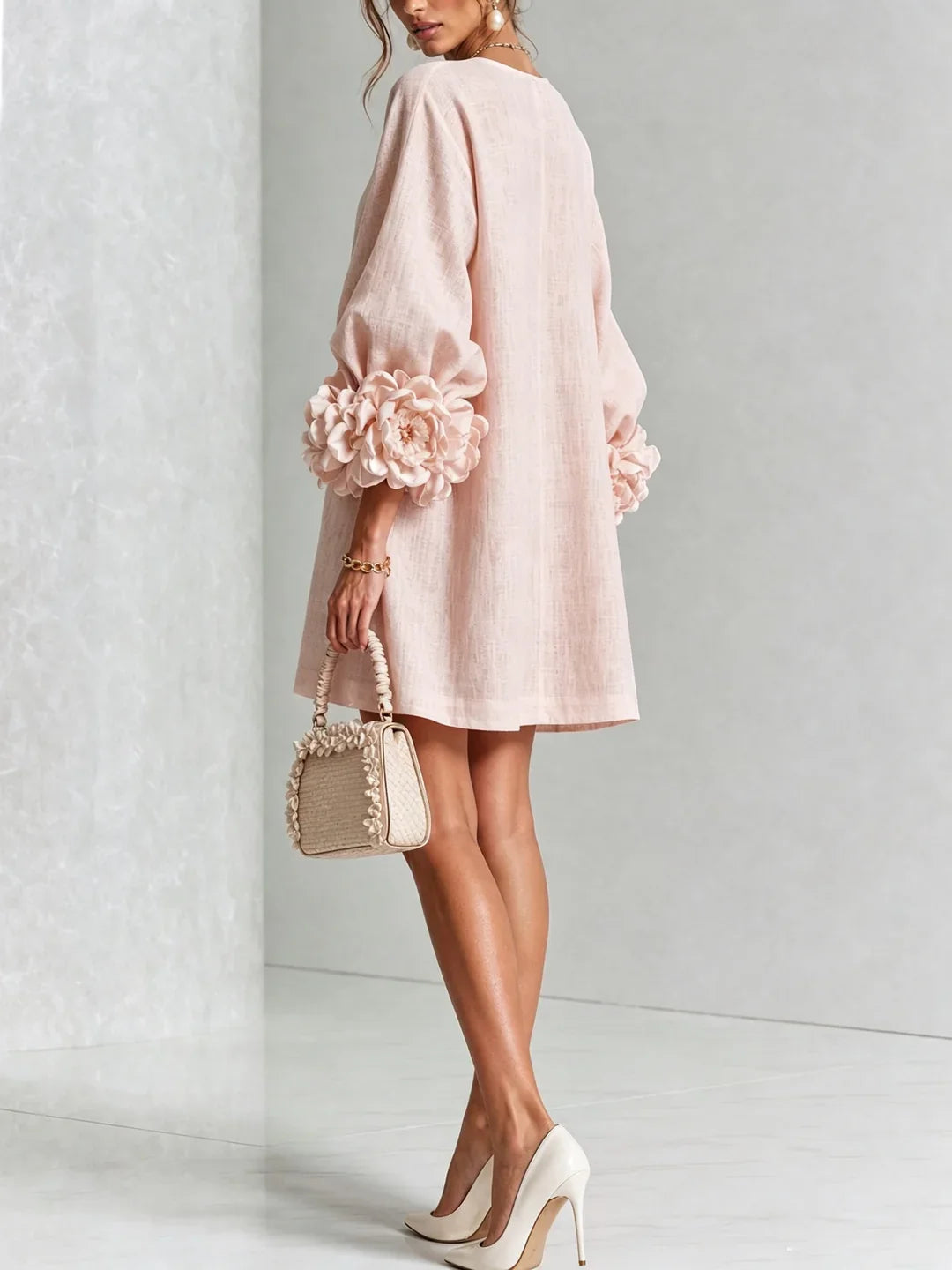 Harper | Mini Dress with Voluminous Floral Sleeves