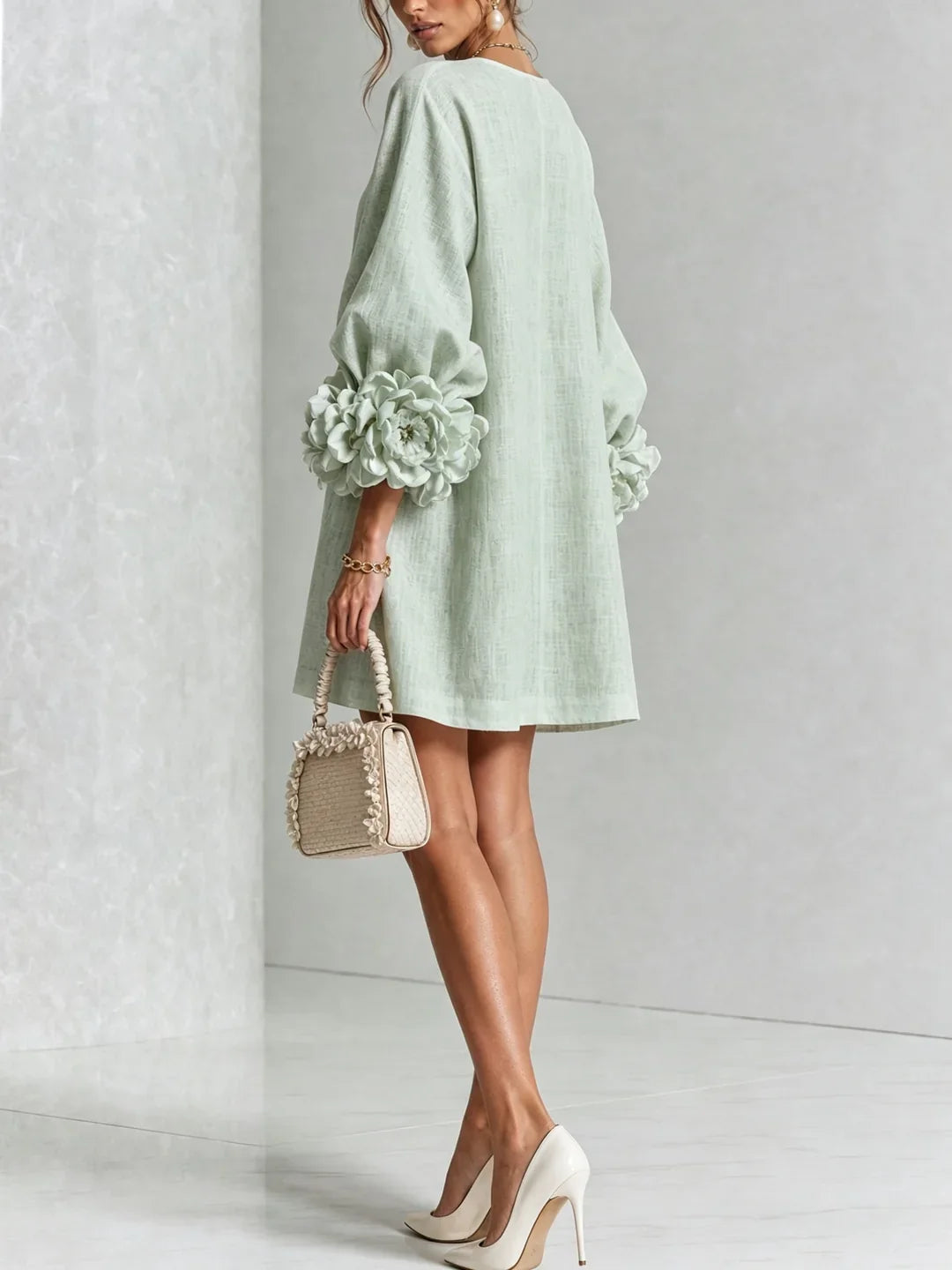 Harper | Mini Dress with Voluminous Floral Sleeves