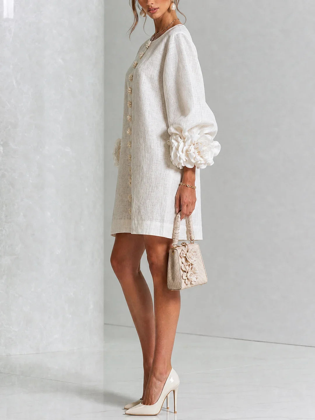 Harper | Mini Dress with Voluminous Floral Sleeves