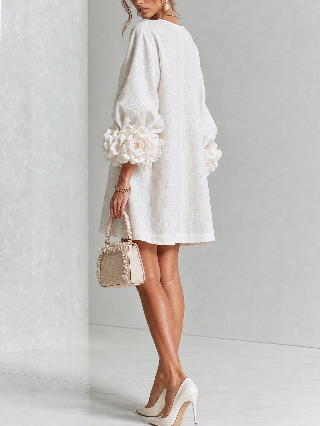 Harper | Mini Dress with Voluminous Floral Sleeves