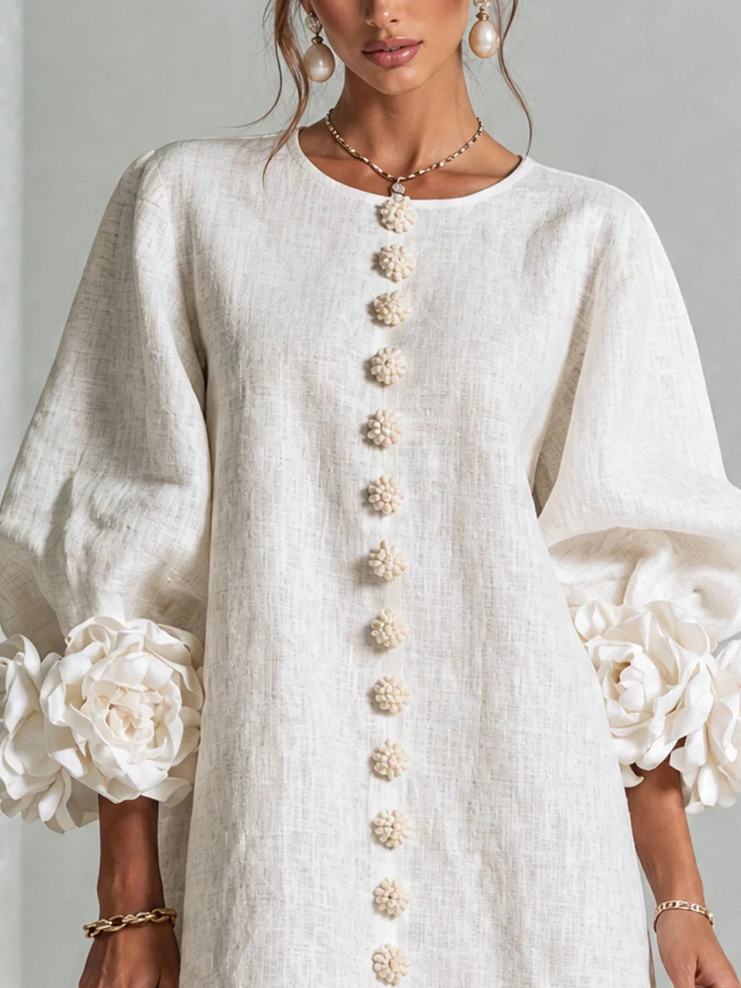 Harper | Mini Dress with Voluminous Floral Sleeves