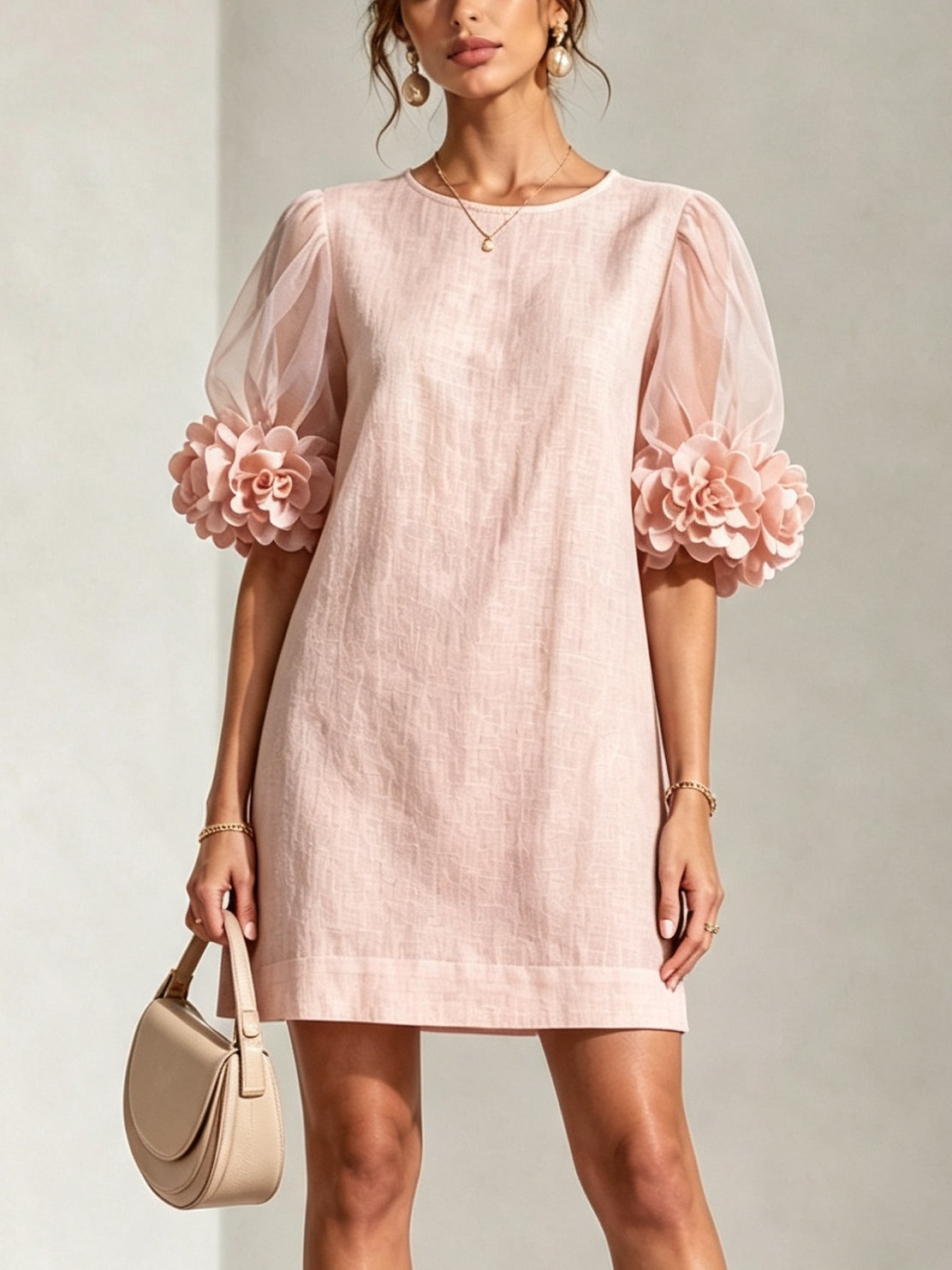 Penelope | Floral-Cuff Puff-Sleeve Mini Dress