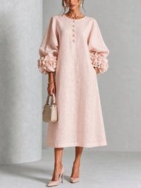 Rosetta | Floral-Cuff Buttoned Midi Dress