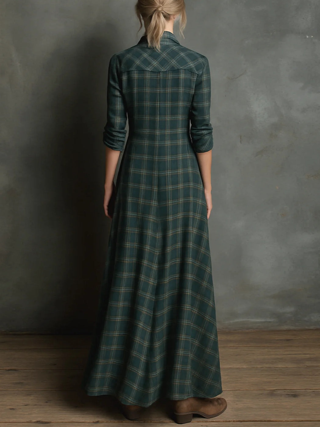 VALENTINE | Plaid Maxi Shirt Dress