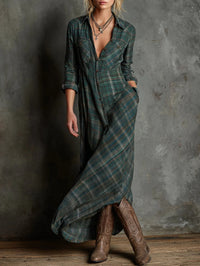 VALENTINE | Plaid Maxi Shirt Dress